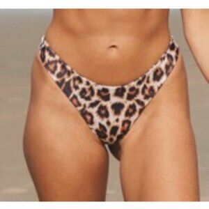 Pilot Active Large Mid High Waist Cheeky Leopard Print Sexy Bikini Bottom NEW